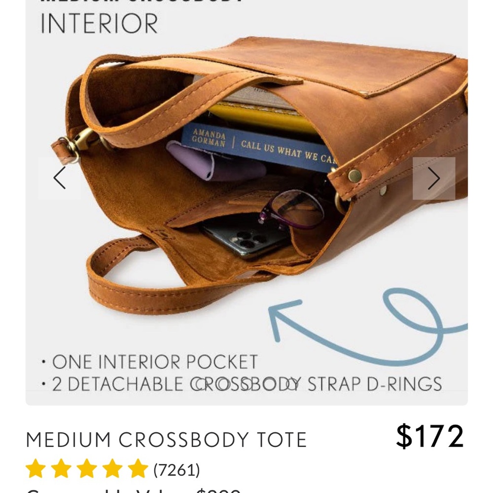 Portland Leather Goods Medium Crossbody Tote Lavender - Picture 11 of 14